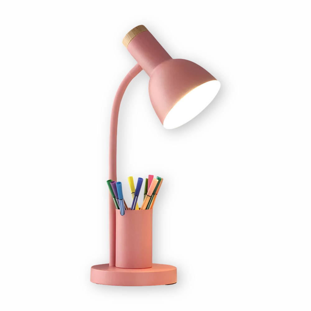 Moderne Nordische LED Tischlampe mit Stilvollem Stifthalter - Augenschonende Beleuchtung für Büro, Lesen und Wohnkultur 