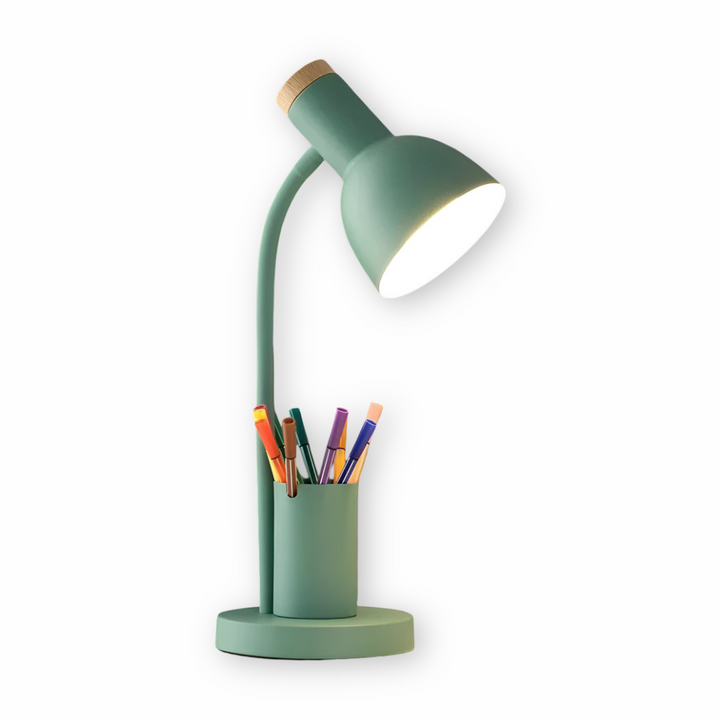 Moderne Nordische LED Tischlampe mit Stilvollem Stifthalter - Augenschonende Beleuchtung für Büro, Lesen und Wohnkultur 