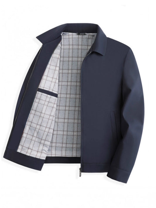 High-End Executive Jacket, Spring and Autumn High-End Men's Business Casual Lapel Jacket for Middle-Aged and Elderly Men, Dad Wear