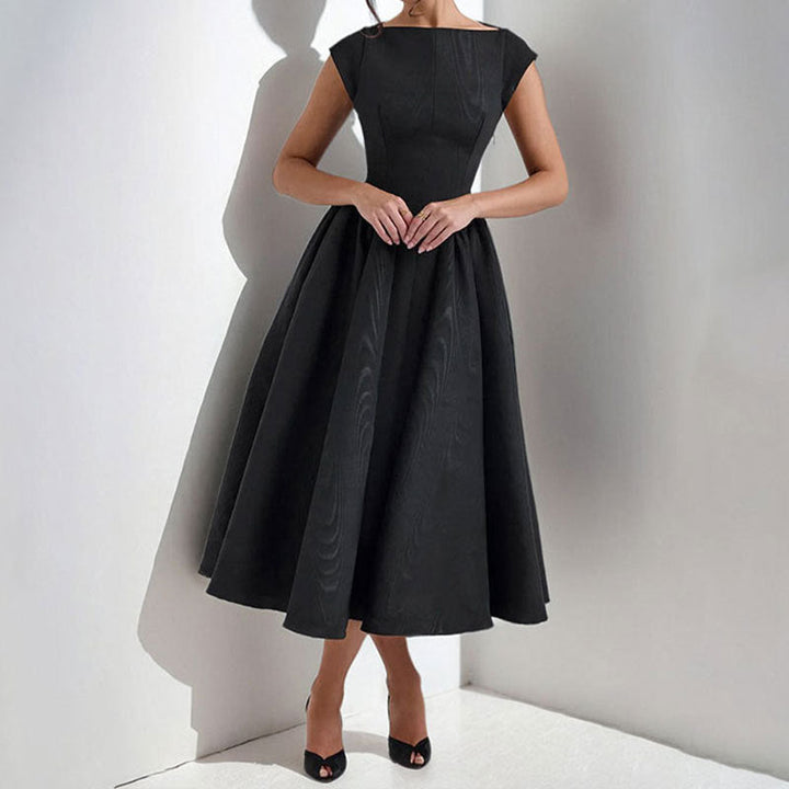Rochie midi damă cu croială în A | Rochie fără mâneci | Talie accentuată | Stil festiv atemporal