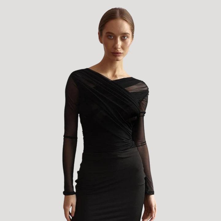 Paige | Transparentes Wickeloberteil mit langen Ärmeln für Damen (Frühling) 0