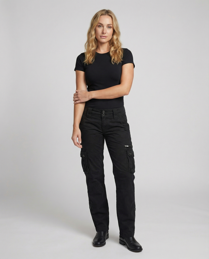 Damen Schmale Passform Cargo Hose | Mehrtaschen Design