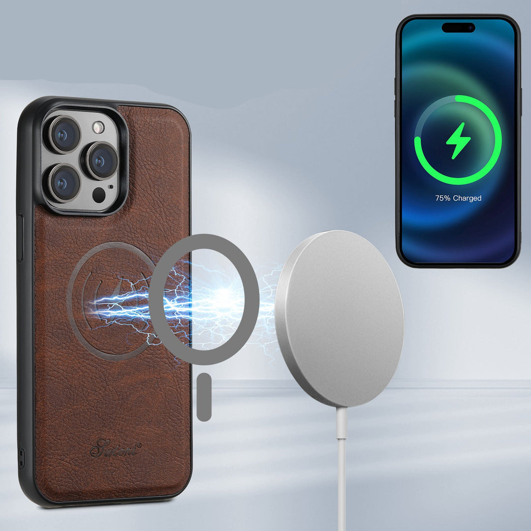 Prémiová umělá kůže – pouzdro na mobil z umělé kůže s držákem na karty a kompatibilitou MagSafe