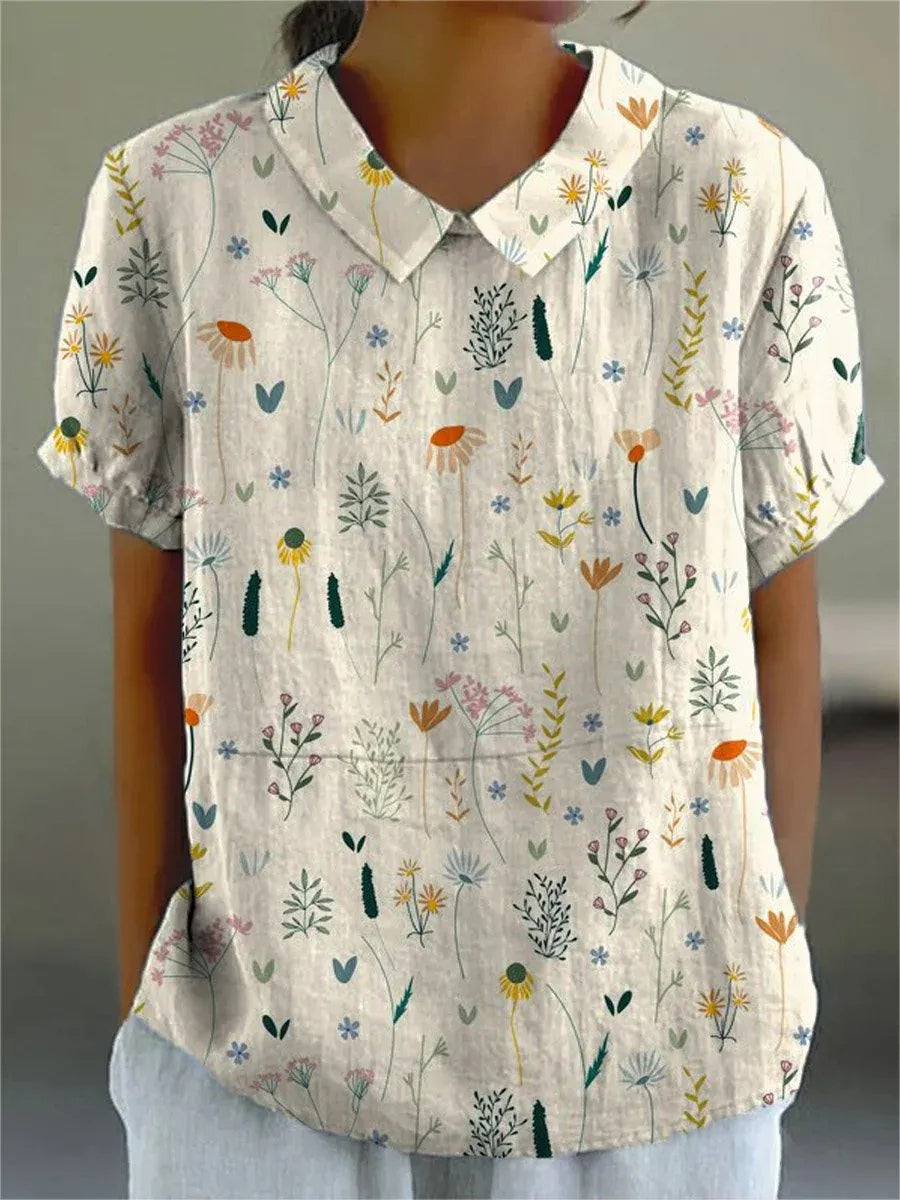 Raelyn | Kurzärmelige Damen Bluse mit Kragen und Blumenmuster | Lässig 1