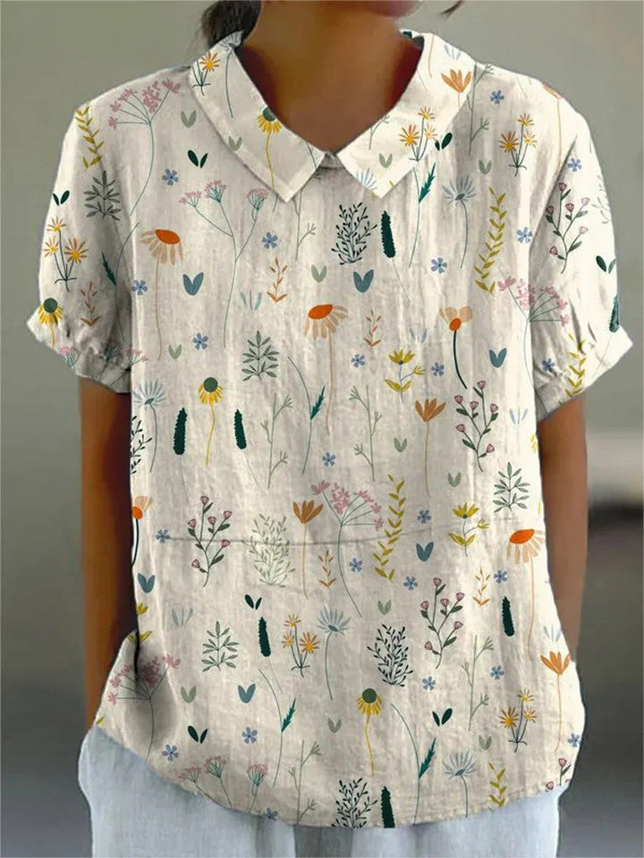 Raelyn | Kurzärmelige Damen Bluse mit Kragen und Blumenmuster | Lässig 1