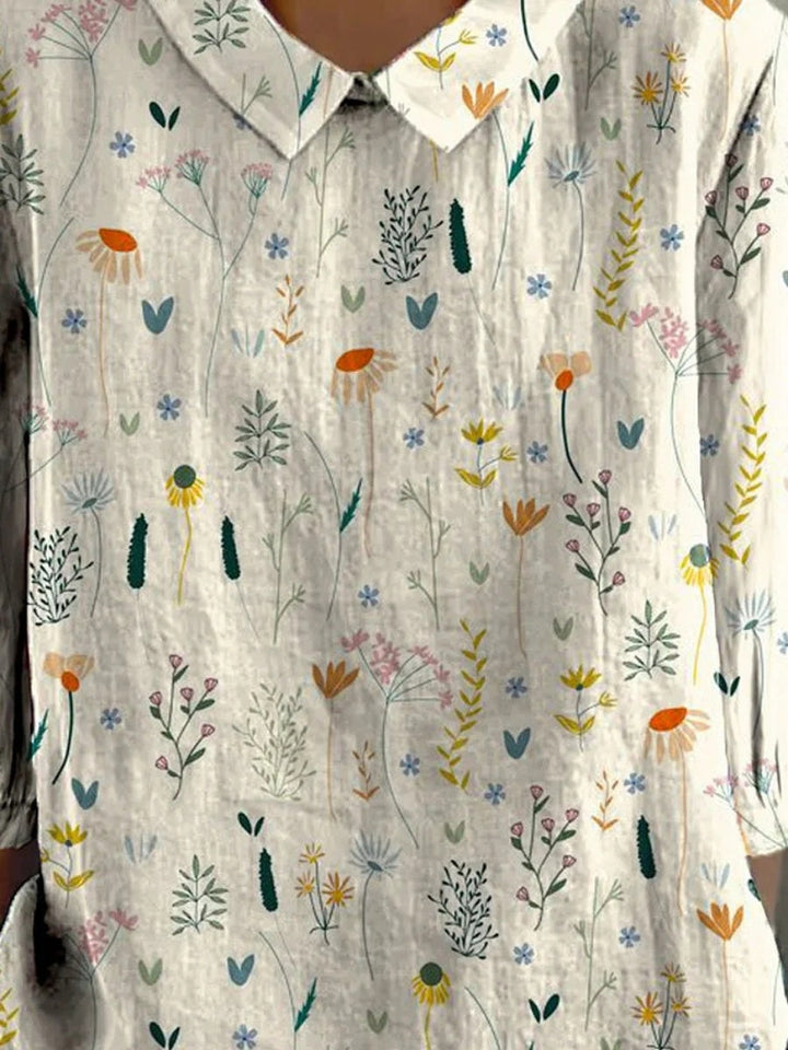 Raelyn | Kurzärmelige Damen Bluse mit Kragen und Blumenmuster | Lässig 2