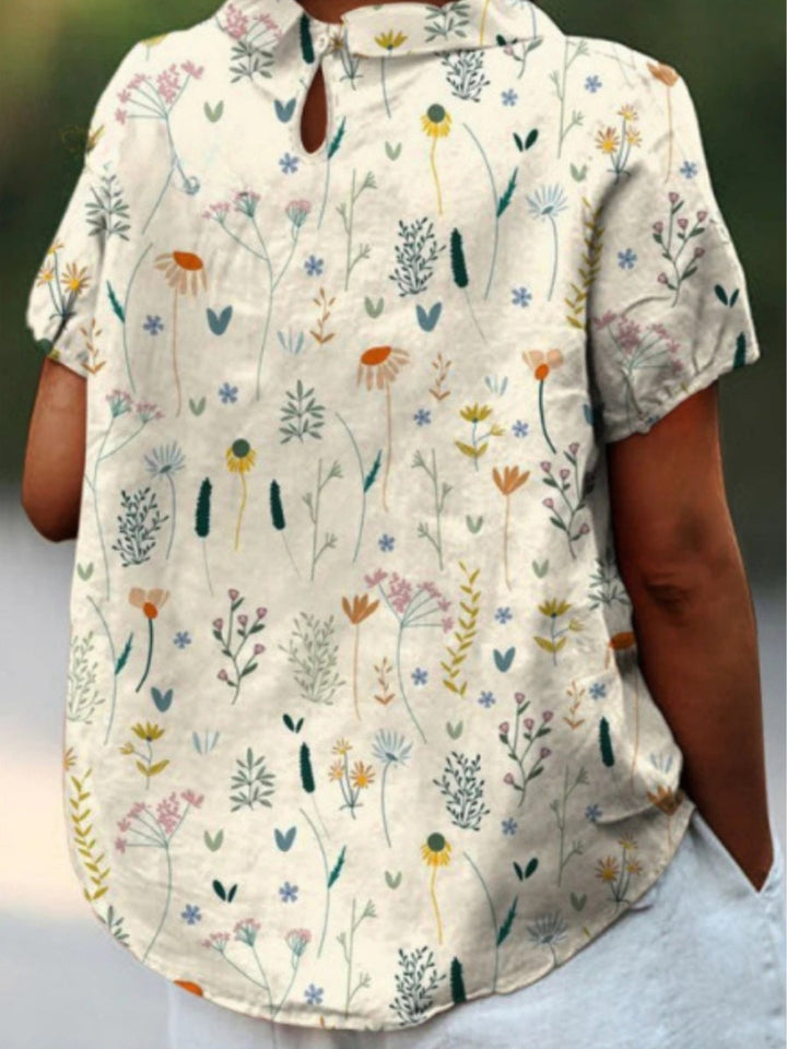 Raelyn | Kurzärmelige Damen Bluse mit Kragen und Blumenmuster | Lässig 3