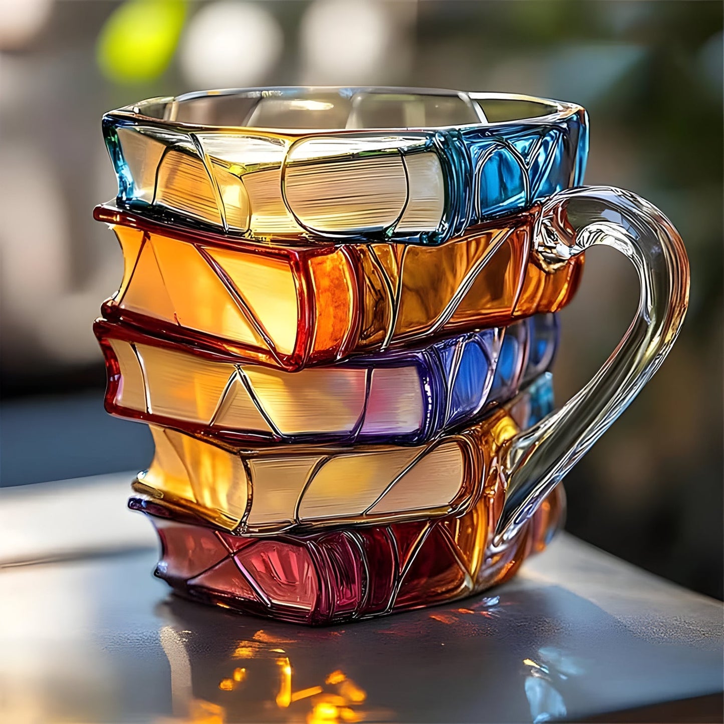 Resin-Becher Buntes 3D Buch Design 0