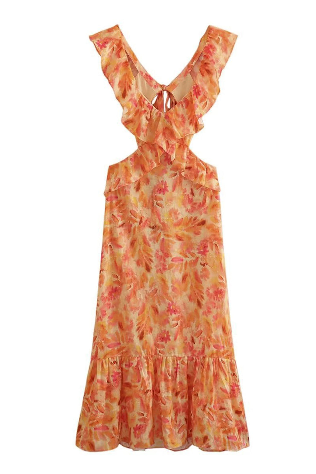 Abito lungo da donna | Design floreale e spalline arricciate | Stile estivo elegante