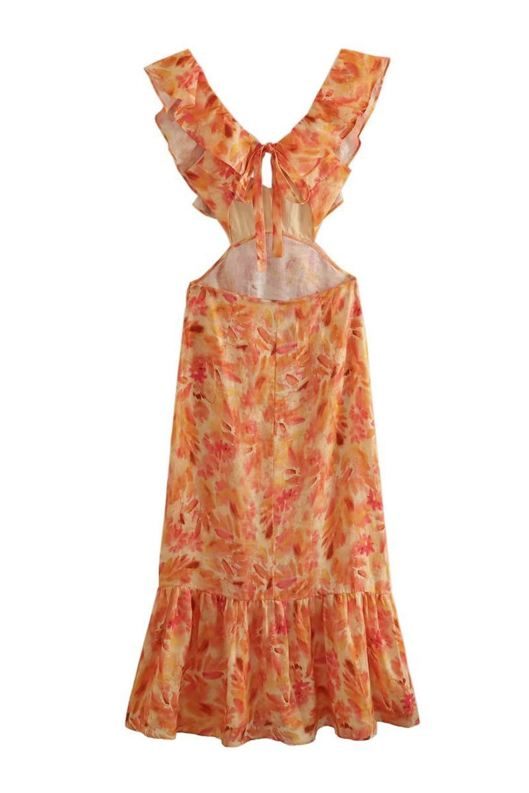 Abito lungo da donna | Design floreale e spalline arricciate | Stile estivo elegante