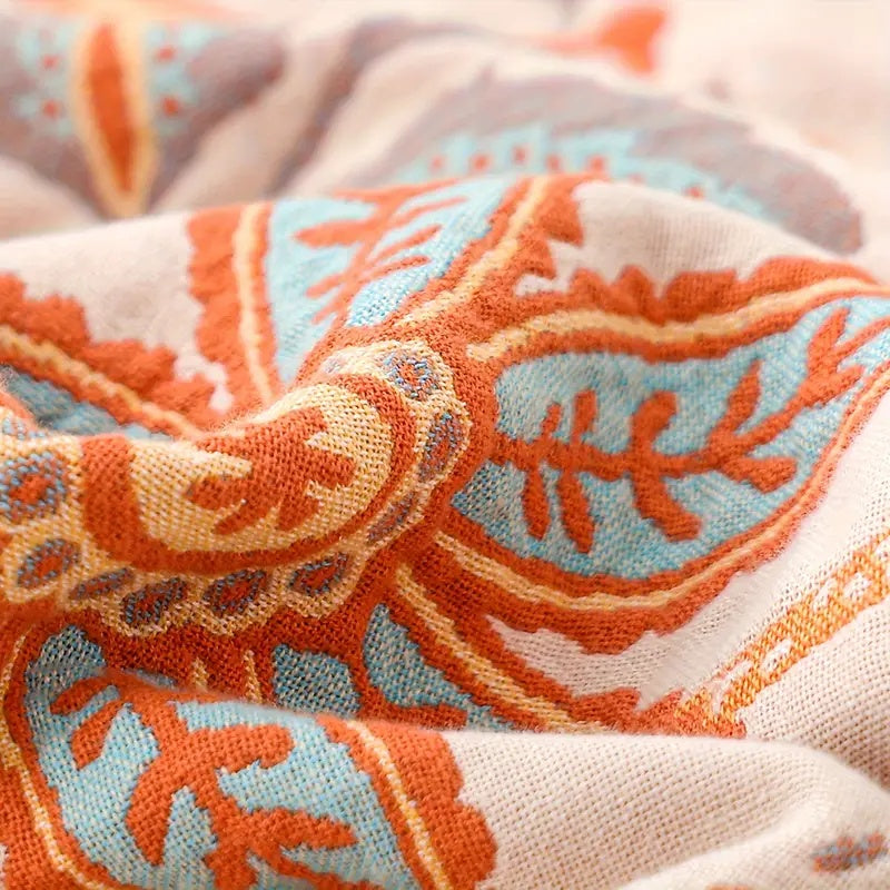 Rustikale Boho-Decke mit Blumenmuster | 100 % Baumwolle 7