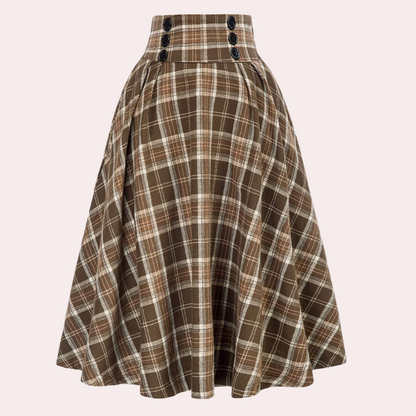 Sophie | Damen Midirock mit Karomuster und hohem Bund