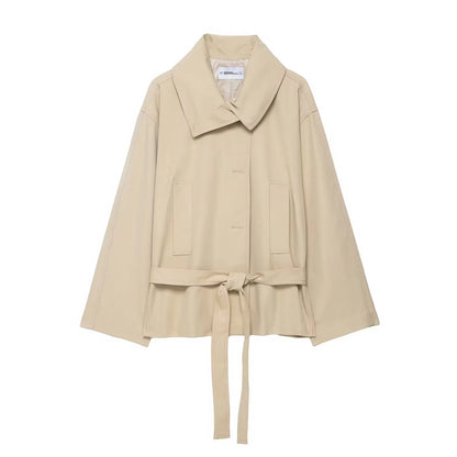 Women's Oversized Belt Envelope Jacket and Shorts Two-Piece Set | Long Sleeve