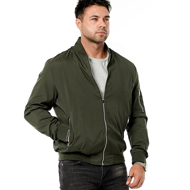 Pánská bomber bunda s dlouhým rukávem, stojáčkovým límcem a zipem | Streetwear