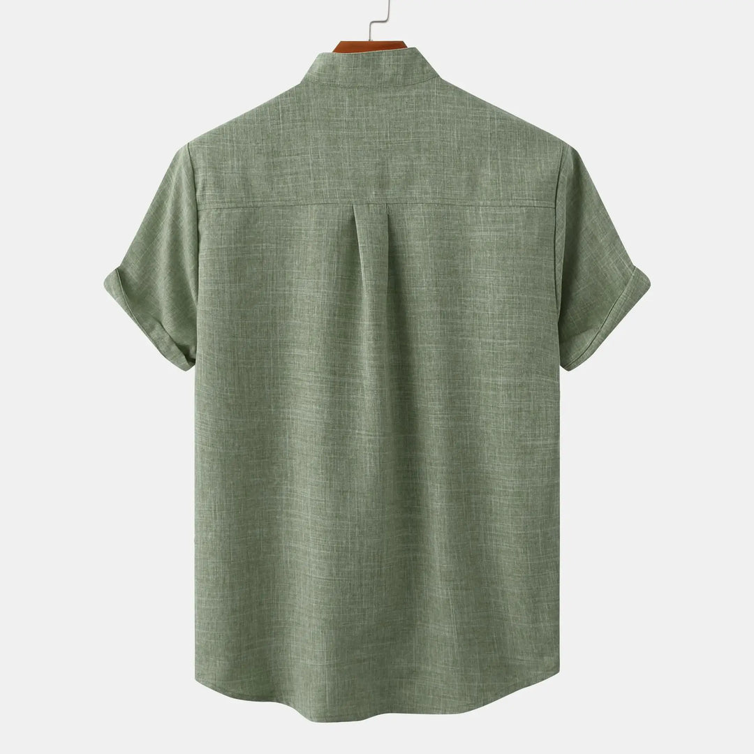 Chemise homme à manches courtes avec col montant | Style smart casual