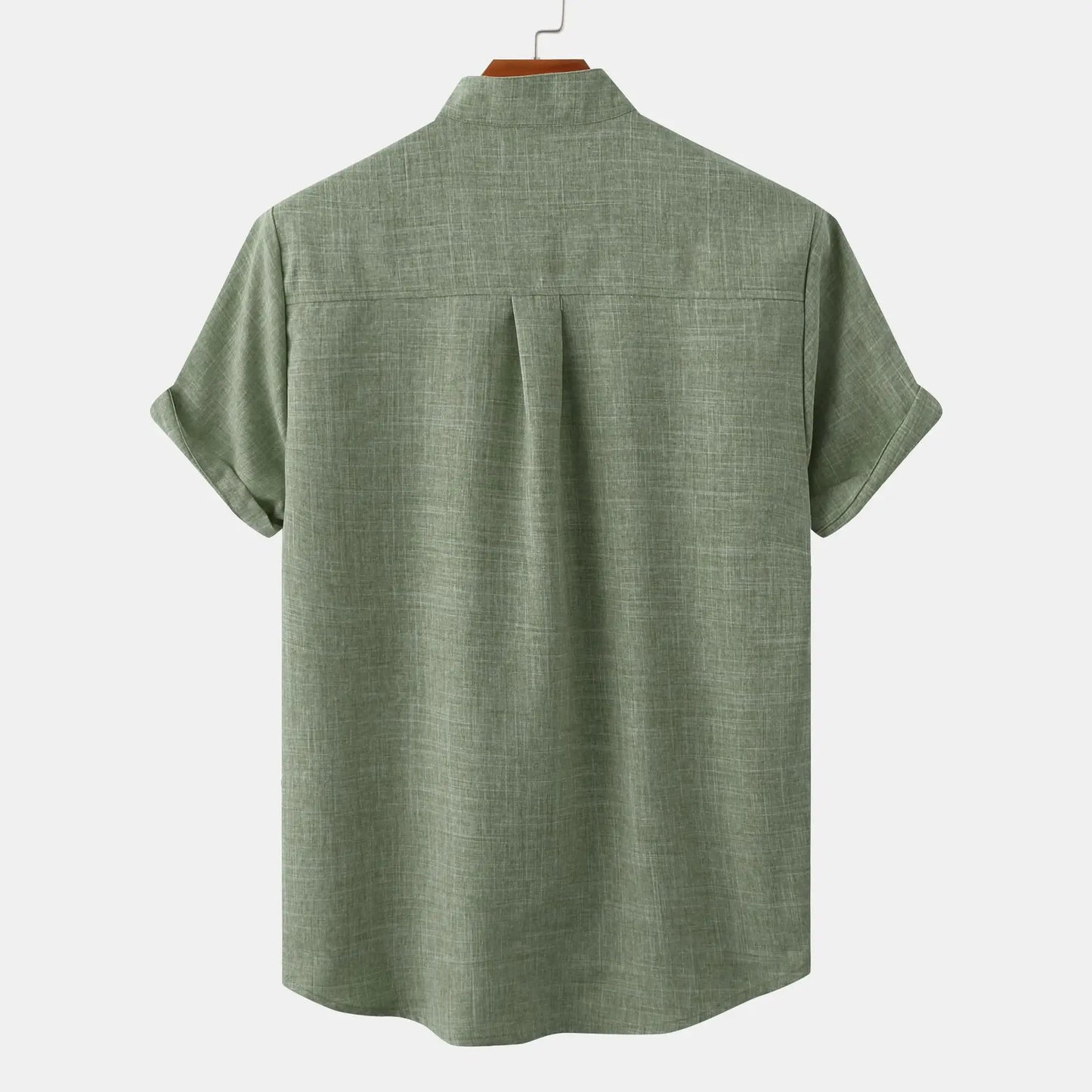 Men's Short Sleeve Shirt with Stand Collar | Smart Casual Style