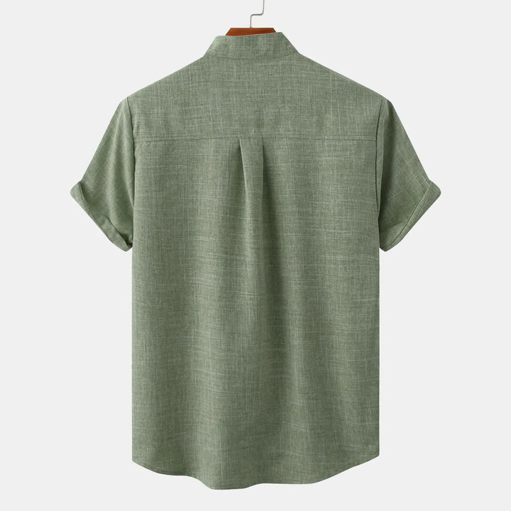 Chemise homme à manches courtes avec col montant | Style smart casual