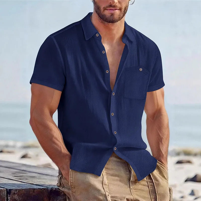 Camicia da uomo a maniche corte con bottoni | Con colletto