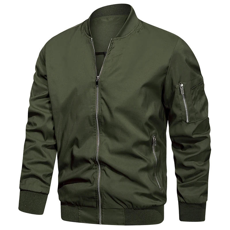 Pánská bomber bunda s dlouhým rukávem, stojáčkovým límcem a zipem | Streetwear
