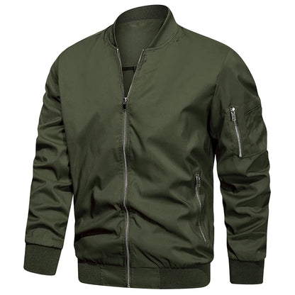 Giacca bomber da uomo con collo alto e zip, maniche lunghe | Streetwear