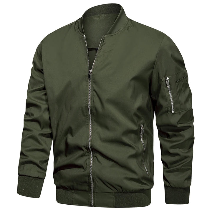 Pánská bomber bunda s dlouhým rukávem, stojáčkovým límcem a zipem | Streetwear