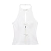 Women's Sleeveless Front Tie Halter Top and Mini Skirt Two-Piece Set | Open Back