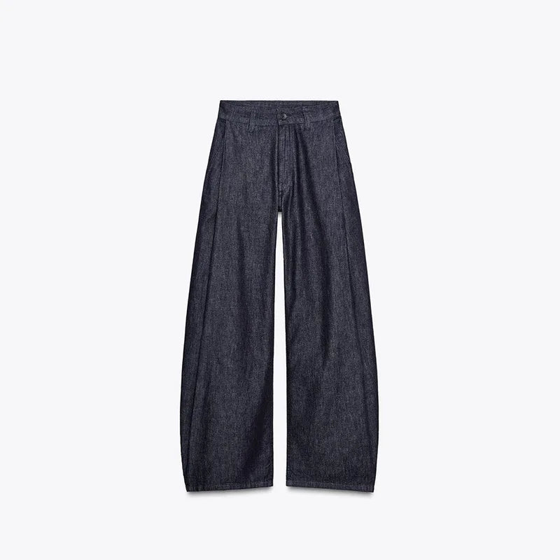 Damski zestaw dwuczęściowy | Regular Fit | Top bandeau z baskinką i szerokie spodnie | Nowoczesny minimalistyczny styl
