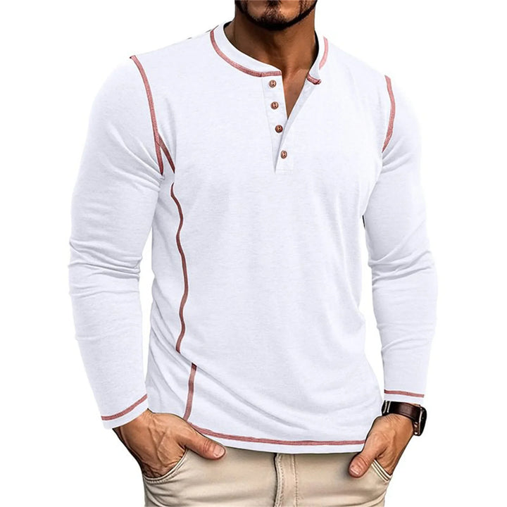 Herren Langarm Henley Shirt | Casual Top Mit Knopfausschnitt