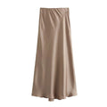 Damen High Waist Ausgestellter A Linien Rock Einfarbig | Midi