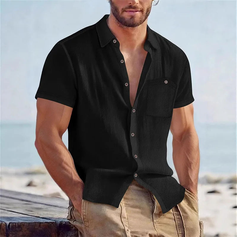 Camicia da uomo a maniche corte con bottoni | Con colletto