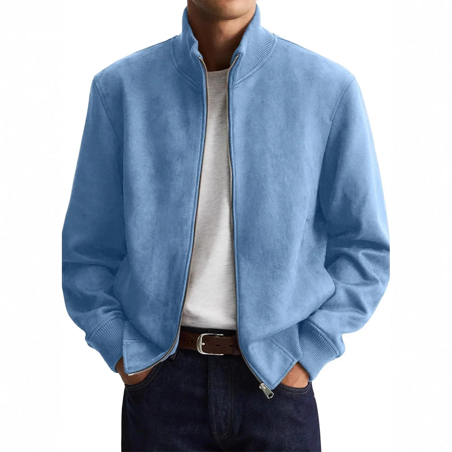 Herren Langarm Jacke mit Stehkragen Reißverschluss | Klassisch