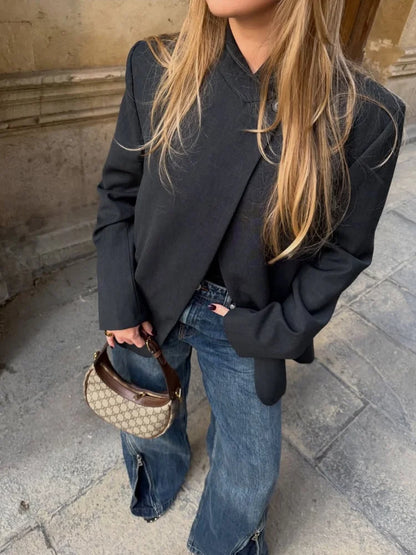 Sacou damă cu mâneci lungi și guler în picioare | Casual