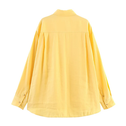 Chemise femme col à boutons manches longues | Oversize