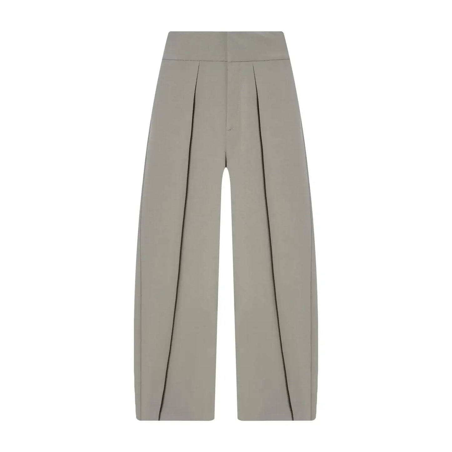 Pantaloni damă cu talie înaltă, pliuri în față, cu picior larg | Croială conică