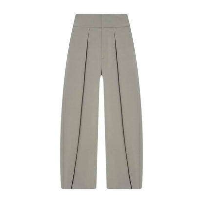Pantaloni damă cu talie înaltă, pliuri în față, cu picior larg | Croială conică
