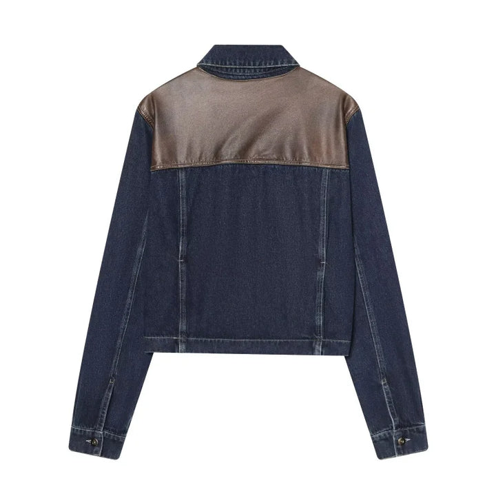 Set damă două piese | Set croială regulară | Jachetă scurtă și blugi largi | Stil modern streetwear