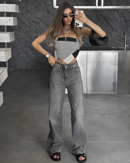 Women's High Waist Wide Leg Casual Pants | Straight Cut