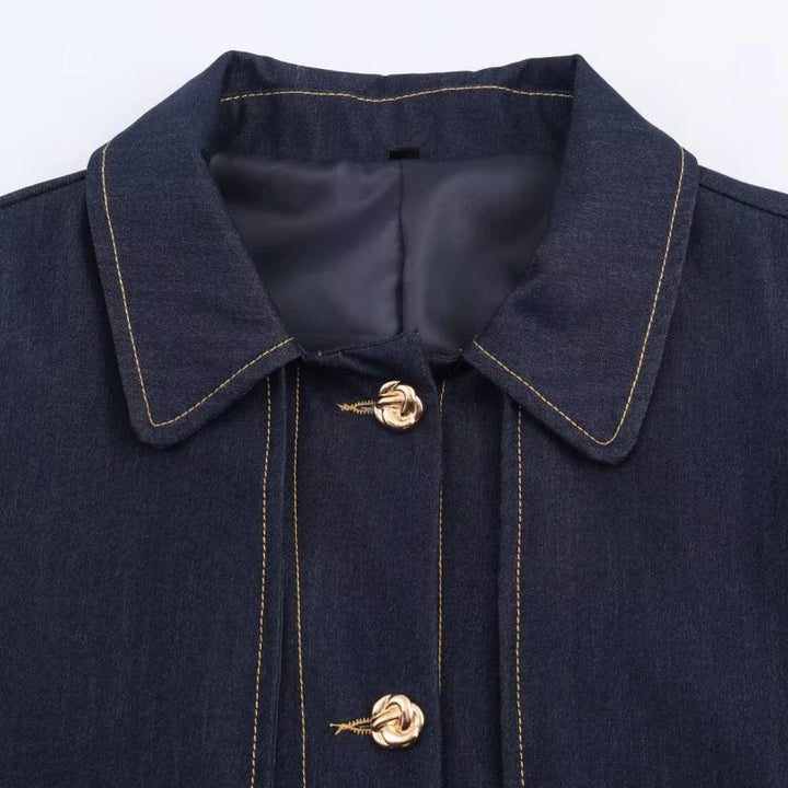 Zestaw damskich spodni | Dwuczęściowy strój z marynarką na guziki | Strukturalna sylwetka | Elegancki, casualowy look