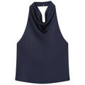 Damen ärmelloses Top mit Halterneck drapierter Vorderseite | Halter