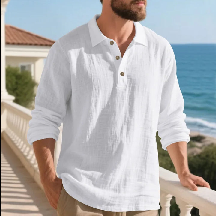 Herren Langarm Henley Shirt | Casual Strand Top