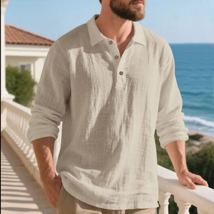 Herren Langarm Henley Shirt | Casual Strand Top