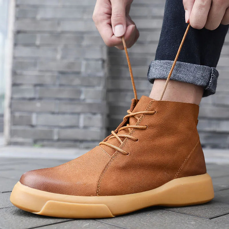 Herren Schnürstiefel Mit Runder Spitze | Moderner Streetstyle