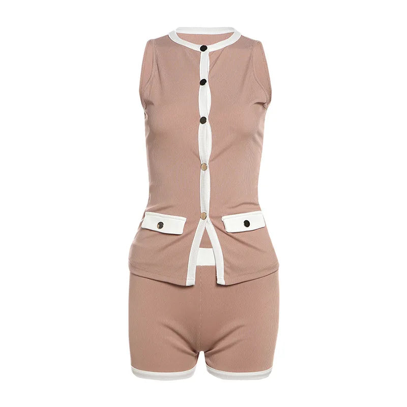 Ensemble d'été pour femme | Top sans manches et short assortis | Look moderne et élégant