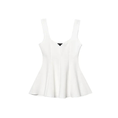 Women's Sleeveless Top with Peplum and Wide Pants Two-Piece Set | Airy Style