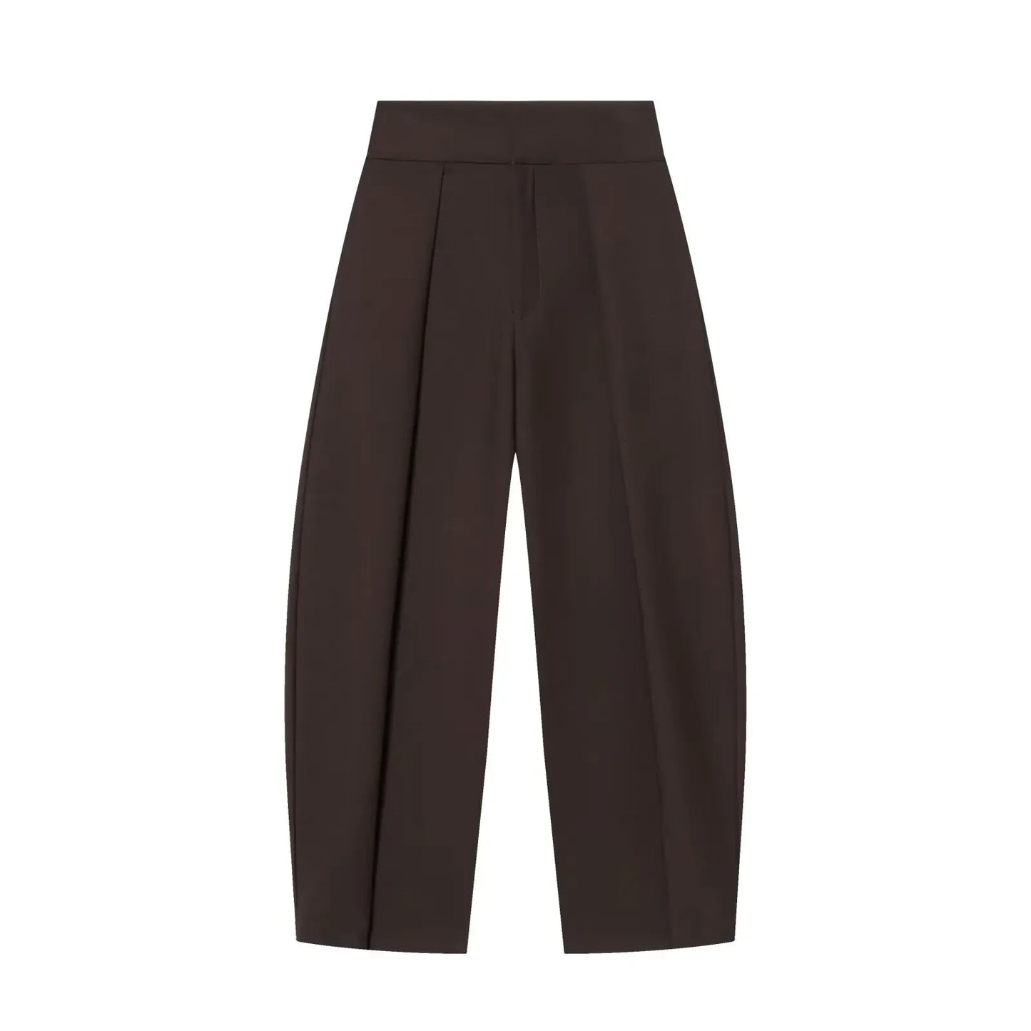 Pantaloni damă cu talie înaltă, pliuri în față, cu picior larg | Croială conică