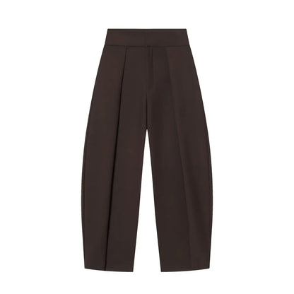 Pantaloni damă cu talie înaltă, pliuri în față, cu picior larg | Croială conică