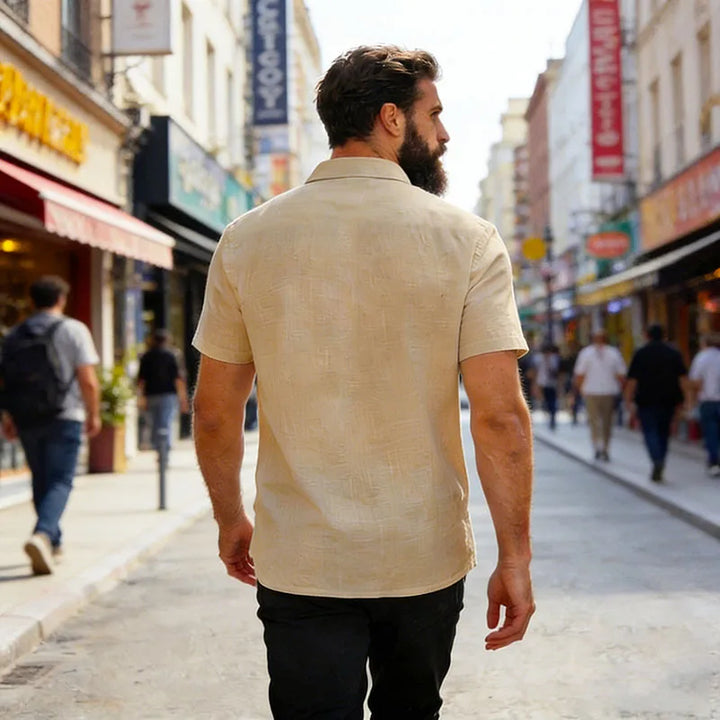 Camicia da uomo a maniche corte con bottoni | Con colletto