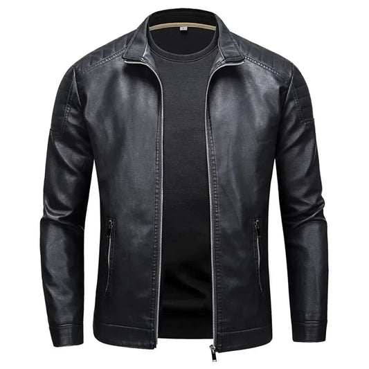 Men's Stand Collar Zipper Fitted Spring Jacket | Pockets