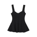 Damen zweiteiliges Set mit ärmellosem Peplum Oberteil und Hose mit weitem Bein | Fließender Stil
