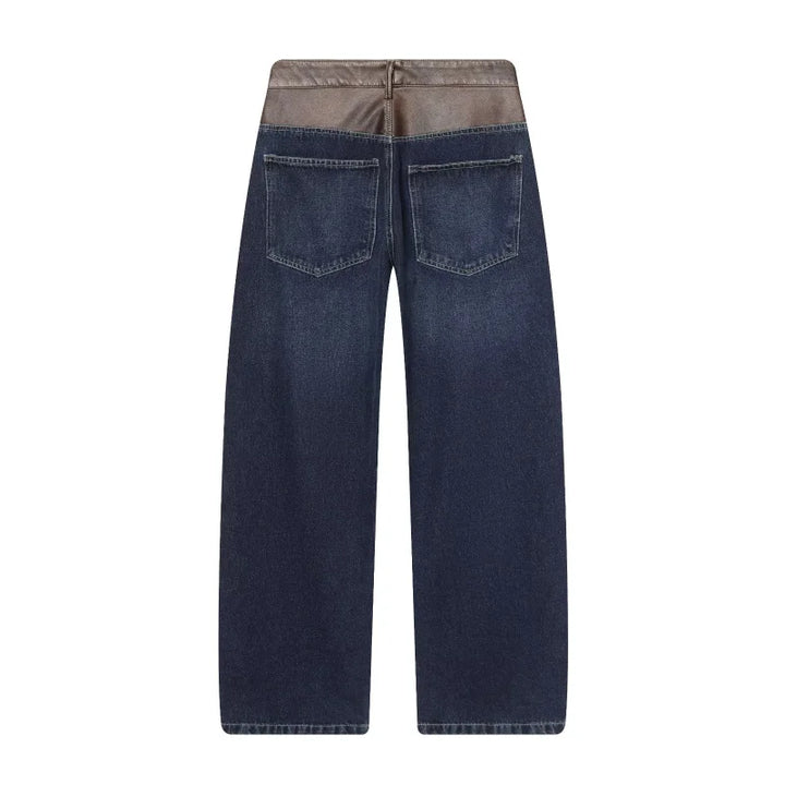 Set damă două piese | Set croială regulară | Jachetă scurtă și blugi largi | Stil modern streetwear